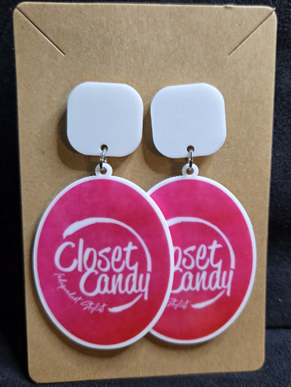 Pink Closet Candy Logo Drop Earrings
